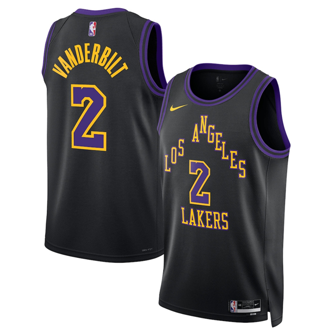 Men's Los Angeles Lakers #2 Jarred Vanderbilt Black 2025/26 City Edition Stitched Basketball Jersey